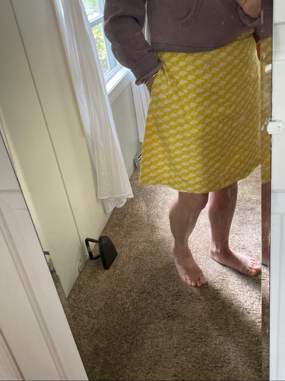 Boden Yellow Umbrella Print A Line Cotton Midi Skirt Coastal Summer size 10p